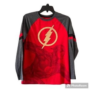 The Flash DC Comics Boys XXL 18 Red Flip Sequined Tee Shirt